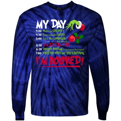 My Day Im Booked Funny Christmas Holiday Tie-Dye Long Sleeve Shirt