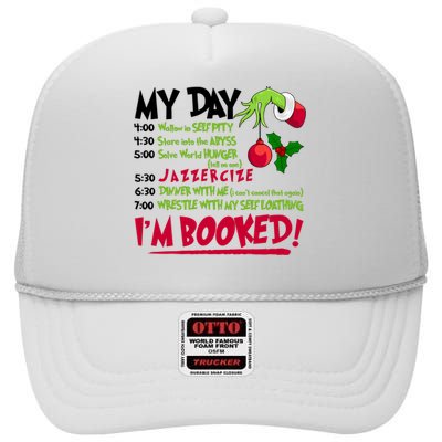 My Day Im Booked Funny Christmas Holiday High Crown Mesh Back Trucker Hat