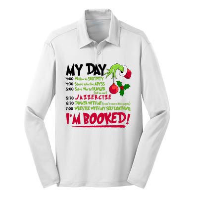 My Day Im Booked Funny Christmas Holiday Silk Touch Performance Long Sleeve Polo