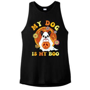 My Dog Is Boo Funny Dog Owner Boo Ghost Lover Halloween Gift Ladies PosiCharge Tri-Blend Wicking Tank