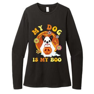 My Dog Is Boo Funny Dog Owner Boo Ghost Lover Halloween Gift Womens CVC Long Sleeve Shirt