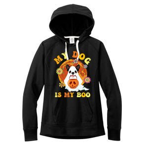 My Dog Is Boo Funny Dog Owner Boo Ghost Lover Halloween Gift Women's Fleece Hoodie