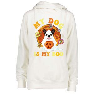 My Dog Is Boo Funny Dog Owner Boo Ghost Lover Halloween Gift Womens Funnel Neck Pullover Hood