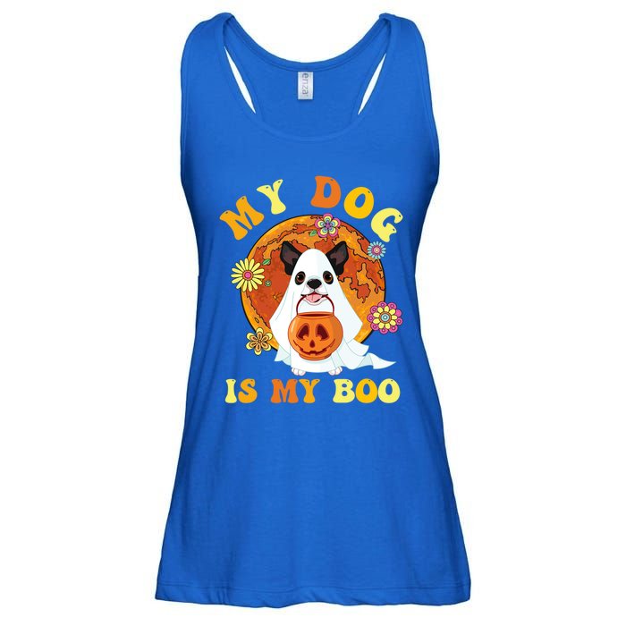 My Dog Is Boo Funny Dog Owner Boo Ghost Lover Halloween Gift Ladies Essential Flowy Tank