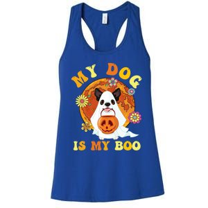 My Dog Is Boo Funny Dog Owner Boo Ghost Lover Halloween Gift Women's Racerback Tank