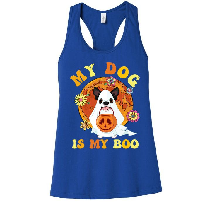 My Dog Is Boo Funny Dog Owner Boo Ghost Lover Halloween Gift Women's Racerback Tank