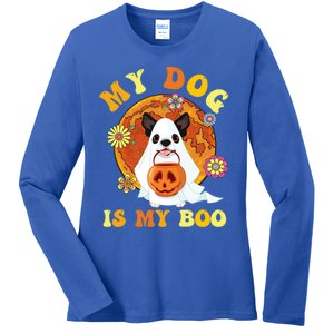 My Dog Is Boo Funny Dog Owner Boo Ghost Lover Halloween Gift Ladies Long Sleeve Shirt