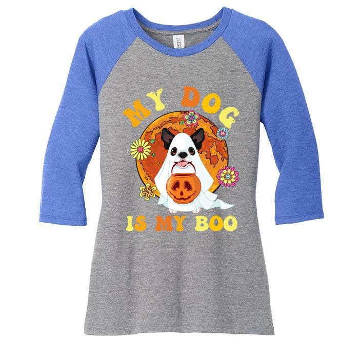 My Dog Is Boo Funny Dog Owner Boo Ghost Lover Halloween Gift Women's Tri-Blend 3/4-Sleeve Raglan Shirt