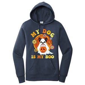 My Dog Is Boo Funny Dog Owner Boo Ghost Lover Halloween Gift Women's Pullover Hoodie