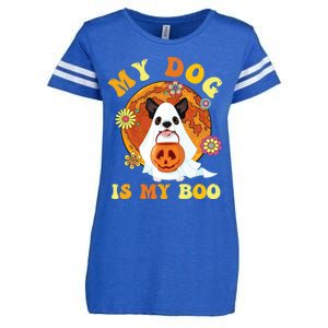 My Dog Is Boo Funny Dog Owner Boo Ghost Lover Halloween Gift Enza Ladies Jersey Football T-Shirt