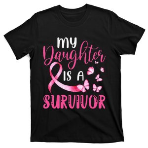 My Daughter Is A Survivor Breast Cancer Awareness Butterfly T-Shirt