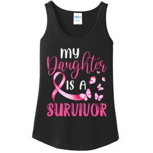 My Daughter Is A Survivor Breast Cancer Awareness Butterfly Ladies Essential Tank