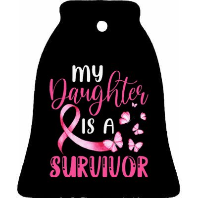 My Daughter Is A Survivor Breast Cancer Awareness Butterfly Ceramic Bell Ornament