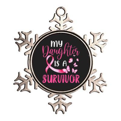 My Daughter Is A Survivor Breast Cancer Awareness Butterfly Metallic Star Ornament