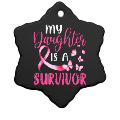 My Daughter Is A Survivor Breast Cancer Awareness Butterfly Ceramic Star Ornament