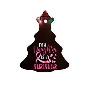 My Daughter Is A Survivor Breast Cancer Awareness Butterfly Ceramic Tree Ornament