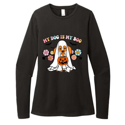 My Dog Is Boo Funny Poodle Ghost Lover Halloween Gift Womens CVC Long Sleeve Shirt