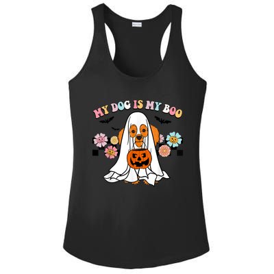 My Dog Is Boo Funny Poodle Ghost Lover Halloween Gift Ladies PosiCharge Competitor Racerback Tank