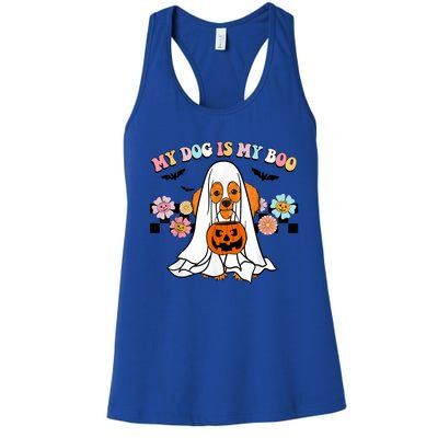 My Dog Is Boo Funny Poodle Ghost Lover Halloween Gift Women's Racerback Tank