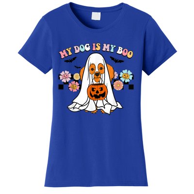 My Dog Is Boo Funny Poodle Ghost Lover Halloween Gift Women's T-Shirt