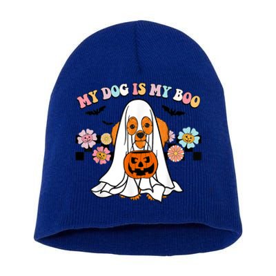 My Dog Is Boo Funny Poodle Ghost Lover Halloween Gift Short Acrylic Beanie