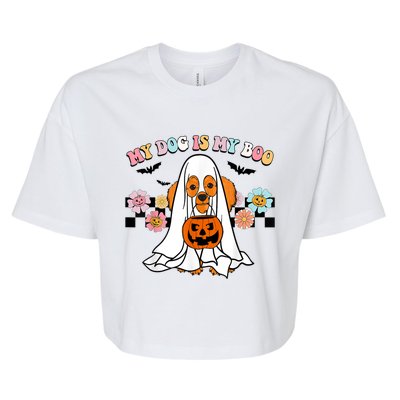 My Dog Is Boo Funny Poodle Ghost Lover Halloween Gift Bella+Canvas Jersey Crop Tee