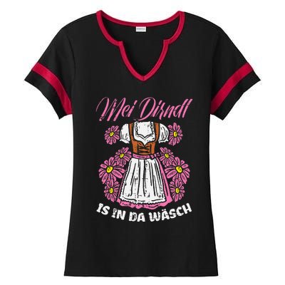 Mei Dirndl In Da Wasch Oktoberfest Funny German Ladies Halftime Notch Neck Tee