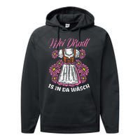 Mei Dirndl In Da Wasch Oktoberfest Funny German Performance Fleece Hoodie