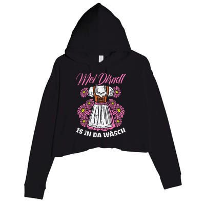 Mei Dirndl In Da Wasch Oktoberfest Funny German Crop Fleece Hoodie