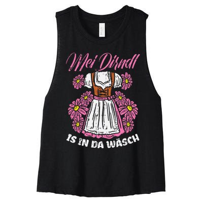 Mei Dirndl In Da Wasch Oktoberfest Funny German Women's Racerback Cropped Tank