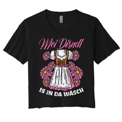 Mei Dirndl In Da Wasch Oktoberfest Funny German Women's Crop Top Tee