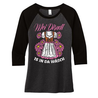 Mei Dirndl In Da Wasch Oktoberfest Funny German Women's Tri-Blend 3/4-Sleeve Raglan Shirt