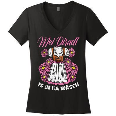 Mei Dirndl In Da Wasch Oktoberfest Funny German Women's V-Neck T-Shirt