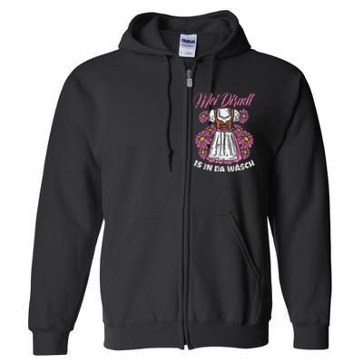 Mei Dirndl In Da Wasch Oktoberfest Funny German Full Zip Hoodie