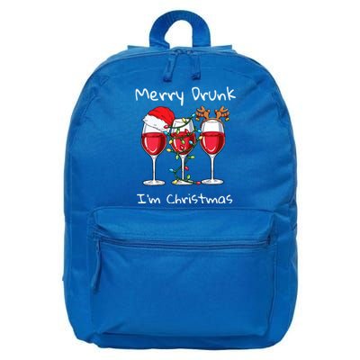 Merry Drunk IM Christmas Funny Santa Joke Xmas Beer Lover Gift 16 in Basic Backpack