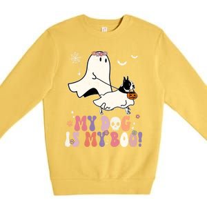 My Dog Is My Boo Boston Terrier Pumpkin Ghost Halloween Meaningful Gift Premium Crewneck Sweatshirt