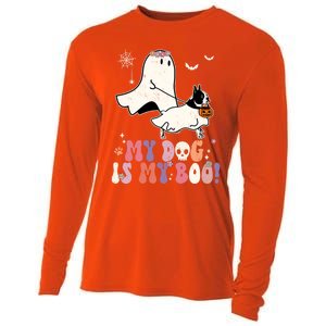 My Dog Is My Boo Boston Terrier Pumpkin Ghost Halloween Meaningful Gift Cooling Performance Long Sleeve Crew