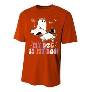 My Dog Is My Boo Boston Terrier Pumpkin Ghost Halloween Meaningful Gift Performance Sprint T-Shirt