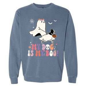 My Dog Is My Boo Boston Terrier Pumpkin Ghost Halloween Meaningful Gift Garment-Dyed Sweatshirt