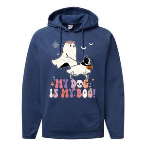 My Dog Is My Boo Boston Terrier Pumpkin Ghost Halloween Meaningful Gift Performance Fleece Hoodie