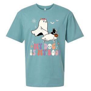 My Dog Is My Boo Boston Terrier Pumpkin Ghost Halloween Meaningful Gift Sueded Cloud Jersey T-Shirt