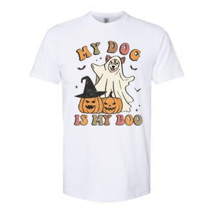 My Dog Is My Boo Ghost Dog Funny Halloween Retro Dogs Lover Cute Gift Softstyle CVC T-Shirt