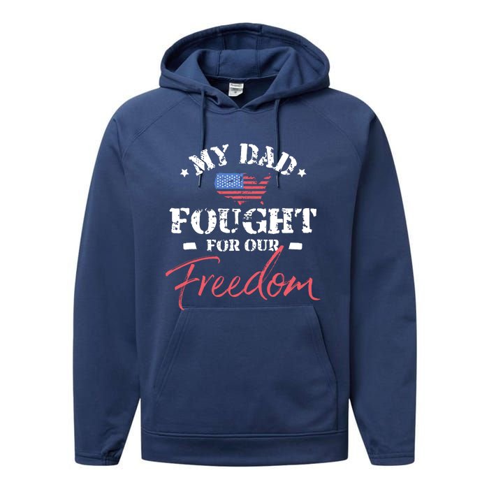 My Dad Is A Veteran Performance Fleece Hoodie