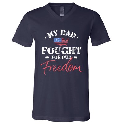 My Dad Is A Veteran V-Neck T-Shirt