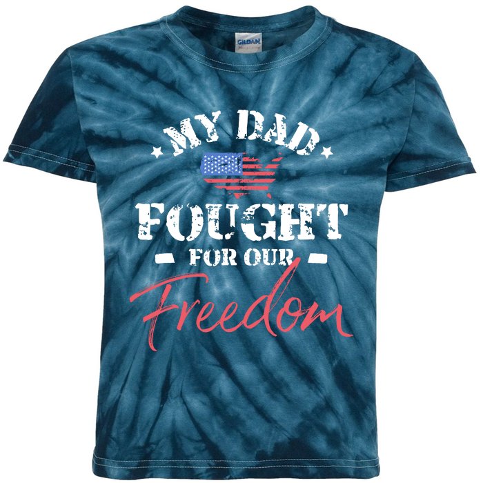 My Dad Is A Veteran Kids Tie-Dye T-Shirt