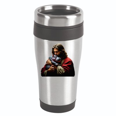 Moo Deng Jesus Christ Baby Hippo Animal 16oz Travel Tumbler