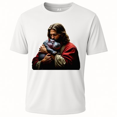 Moo Deng Jesus Christ Baby Hippo Animal Performance Shirt