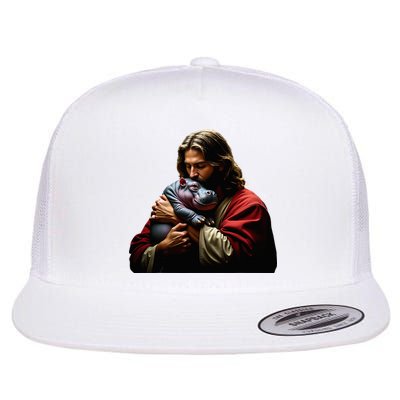 Moo Deng Jesus Christ Baby Hippo Animal Flatbill Hat