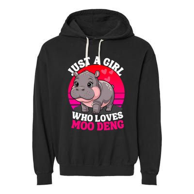 Moo Deng Just A Girl Who Loves Moo Deng Cute Baby Hippo Garment-Dyed Fleece Hoodie