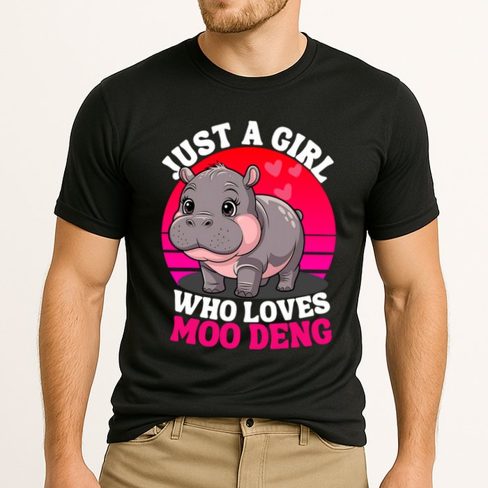 Moo Deng Just A Girl Who Loves Moo Deng Cute Baby Hippo Performance Shirt